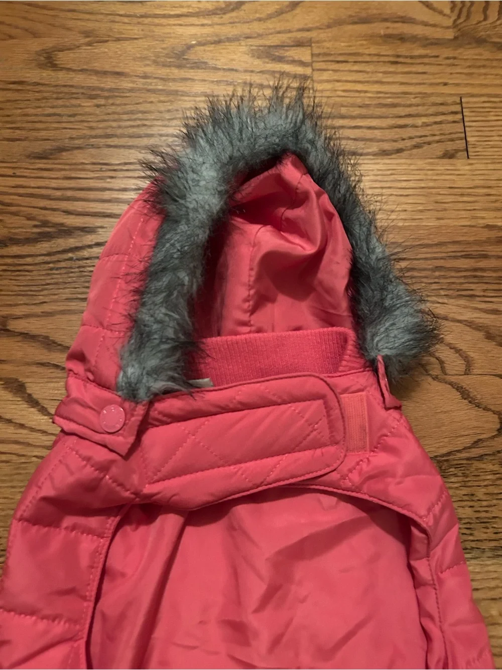 Martha Stewart Pets Dogs Sz L Quilted Pink Hooded Jacket W/ Faux Fur Trim